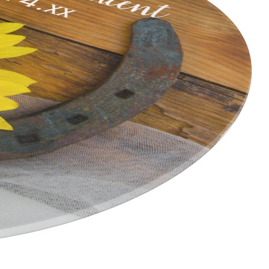 Zonnebloem en Hoefijzer Land Western huwelijk Snijplank (Hoek)