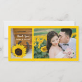 Zonnebloem en Hoefijzer Westerne bruiloft Hartelij Bedankkaart (Voorkant)