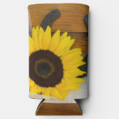 Zonnebloem en Hoefijzer Westerne bruiloft Seltzer Blikjeskoeler (Voorkant)