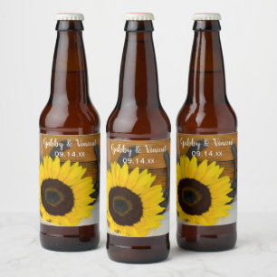 Zonnebloem- en Hoefijzerland Westerse Trouwdag Bier Etiket