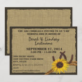 Zonnebloem en Hoefijzers BBQ Bruiloftsreceptie Kaart (Voorkant / Achterkant)