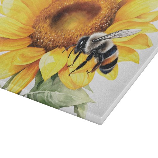 Zonnebloem en hommel snijplank (Hoek)