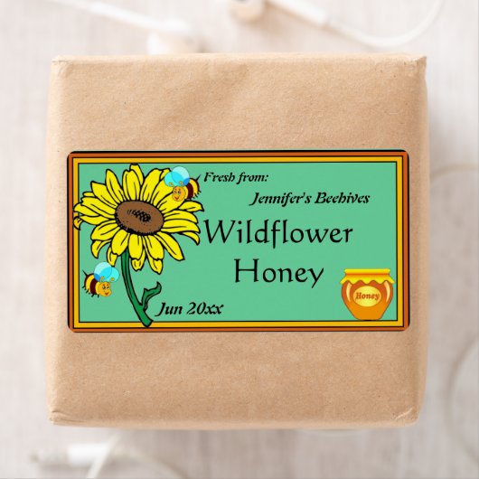 Zonnebloem en Honey Pot Etiket (Insitu)