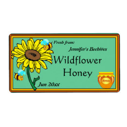 Zonnebloem en Honey Pot Etiket