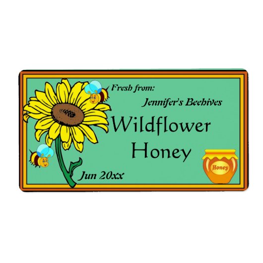 Zonnebloem en Honey Pot Etiket (Voorkant)