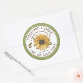 Zonnebloem en honingbijen Etiket van gedopte rijst (Envelop)