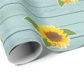 Zonnebloem en hout cadeaupapier (Rol Hoek)