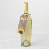 Zonnebloem en Hout Look Trouwtafel Nummer Wijn Flessenhanger (Schuin)