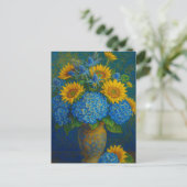 Zonnebloem en Hydrangea Ansichtkaart Briefkaart (Staand voorkant)