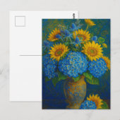 Zonnebloem en Hydrangea Ansichtkaart Briefkaart (Voorkant / Achterkant)