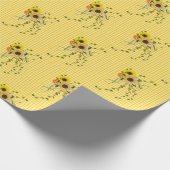 zonnebloem en ivy bouquet op gingham cadeaupapier (Hoek)