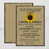 Zonnebloem en Jute BBQ Trouwreceptie Kaart (Voorkant / Achterkant)