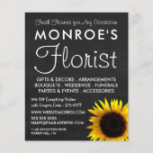 Zonnebloem en kalkbord, bloembakkerij flyer (Voorkant)