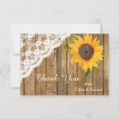 Zonnebloem en kant op het houten huwelijk Dank je Bedankkaart (Voorkant)