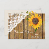 Zonnebloem en kant op het houten huwelijk Dank je  Bedankkaart (Voorkant / Achterkant)