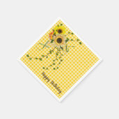 Zonnebloem en klimop boeket servet (Hoek)