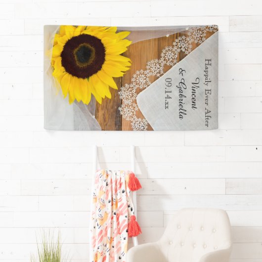 Zonnebloem en Lace Country Weddenschap Spandoek (Insitu)