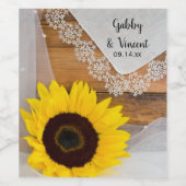 Zonnebloem en  Lace Country Weddenschap Wijn Etiket (Enkel label)