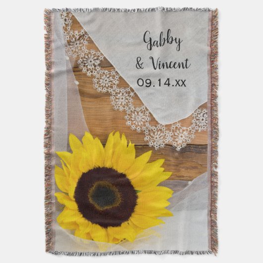 Zonnebloem en Lace Country Wedding Keepomwille Deken (Voorkant Verticaal)