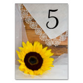 Zonnebloem en Lace Country Wedding Table Numbers Kaart (Achterkant)