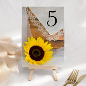 Zonnebloem en Lace Country Wedding Table Numbers Kaart