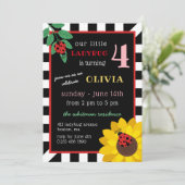 Zonnebloem en Ladybug Kinderen van Birthday Kaart (Staand voorkant)