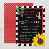 Zonnebloem en Ladybug Kinderen van Birthday Kaart (Voorkant / Achterkant)