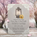 zonnebloem en lantaarn Rustic Kaart<br><div class="desc">zonnebloem & lantern Rustic Laced Wedding Invitations.</div>