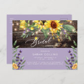 Zonnebloem en lavenbridal - Roestower Uitnodiging Briefkaart (Voorkant / Achterkant)