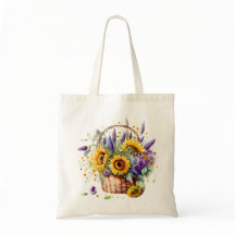 Zonnebloem en Lavendel Basket Tas