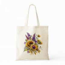 Zonnebloem en Lavendel Tote