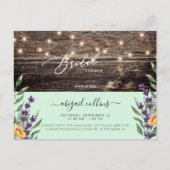 Zonnebloem en lavender Rustic Mint Bridal Uitnodiging Briefkaart (Voorkant)