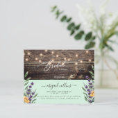 Zonnebloem en lavender Rustic Mint Bridal Uitnodiging Briefkaart (Staand voorkant)