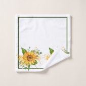 Zonnebloem en libel spat vallen bad handdoek (Wasdoekje)