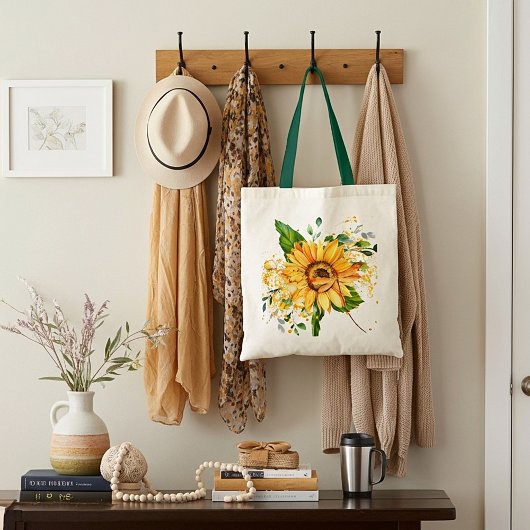Zonnebloem en libel spat vallen  tote bag