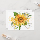 Zonnebloem en libel spatten Thanksgiving Kaart (Voorkant / Achterkant in situ)