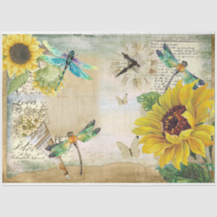 Zonnebloem en Libelle Serie Design 5 Tissuepapier