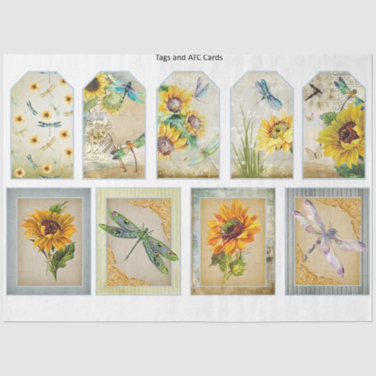 Zonnebloem en Libelle Serie Ontwerp 11 Tissuepapier (Voorkant)