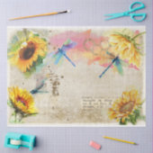 Zonnebloem en Libelle Serie Ontwerp 12 Tissuepapier (Craft)