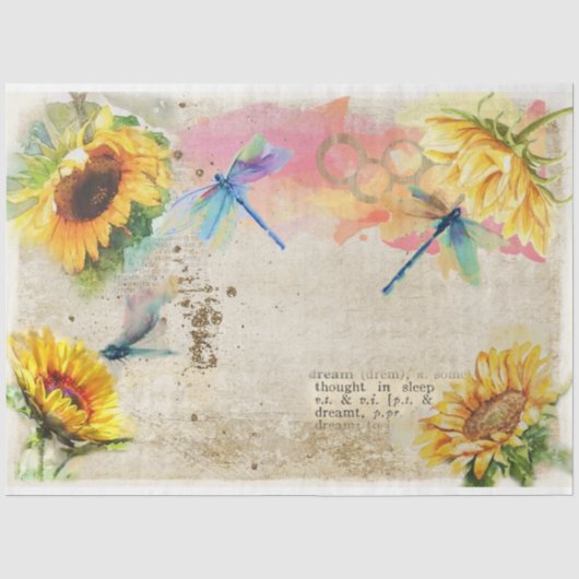 Zonnebloem en Libelle Serie Ontwerp 12 Tissuepapier (Voorkant)