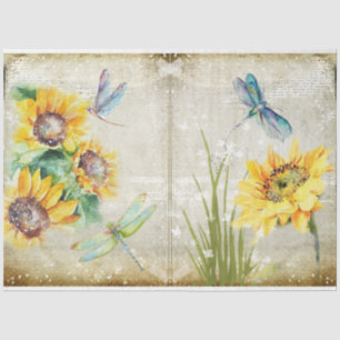 Zonnebloem en Libelle Serie Ontwerp 1 Tissuepapier