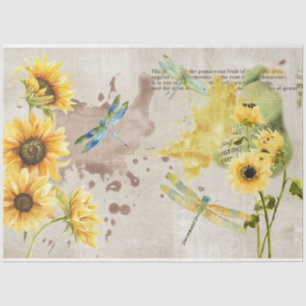 Zonnebloem en Libelle Serie Ontwerp 2 Tissuepapier