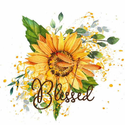 Zonnebloem en libellen herfst, aangepast magneet fotobeeldje magneet (Voorkant)