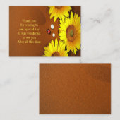 Zonnebloem en lieveheersbeestje dank je kaarten notitiekaartje (Voorkant / Achterkant)