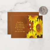 Zonnebloem en lieveheersbeestje dank je kaarten notitiekaartje (Voorkant / Achterkant in situ)