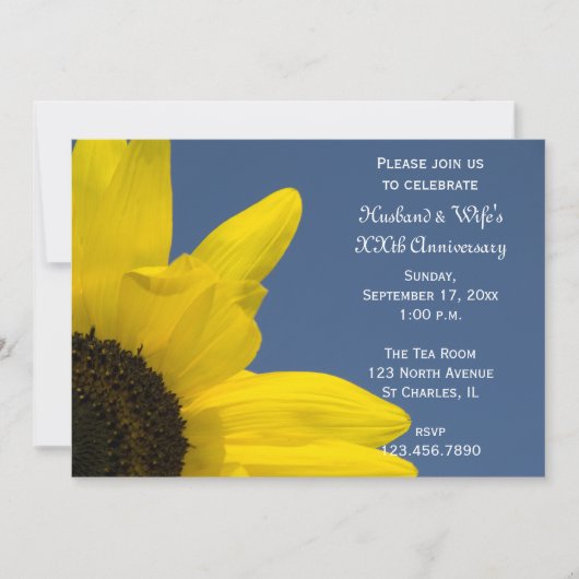Zonnebloem en lucht huwelijkse viering verjaardags kaart (Voorkant)