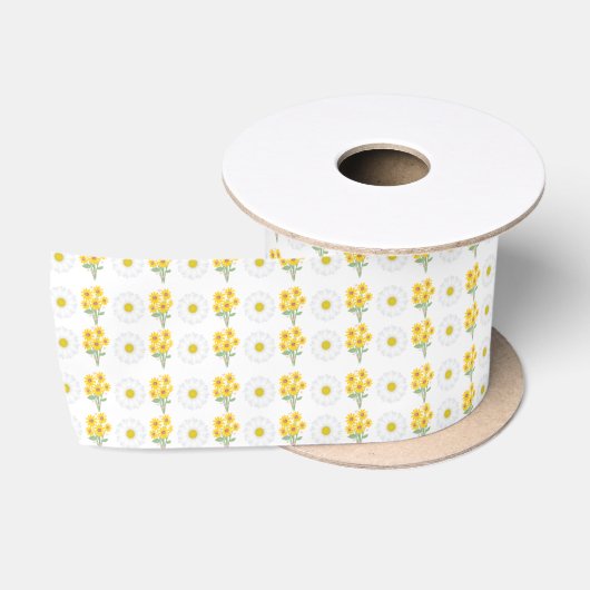 Zonnebloem en madelief Satijnen Lint (Spoel)