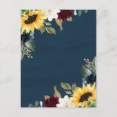 Zonnebloem en Marineblauw Aquarel Rustieke Trouwda Informatiekaartje (Achterkant)