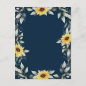 Zonnebloem en marineblauw Geometrisch Rustisch huw Informatiekaartje (Achterkant)