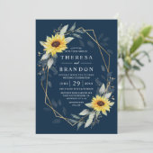 Zonnebloem en marineblauw Geometrisch Rustisch huw Kaart (Staand voorkant)